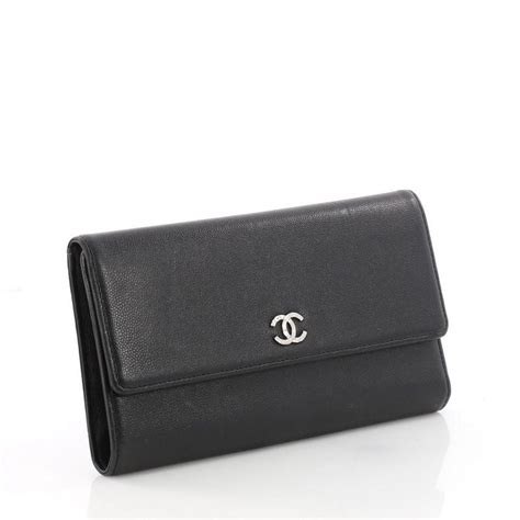 chanel trifold wallet black caviar|Long Wallets .